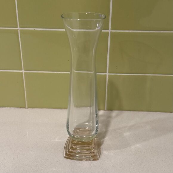 Bormioli Rocco Classic I Vase with a Blush Pyramid Art Deco Pedestal Base - Picture 2 of 8